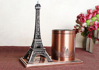 Modelo famoso plateado del edificio, pote del cepillo del diseño de torre Eiffel de Francia del metal